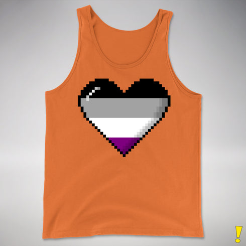 Asexual Pride 8-Bit Pixel Heart Premium Tank Top - Orange